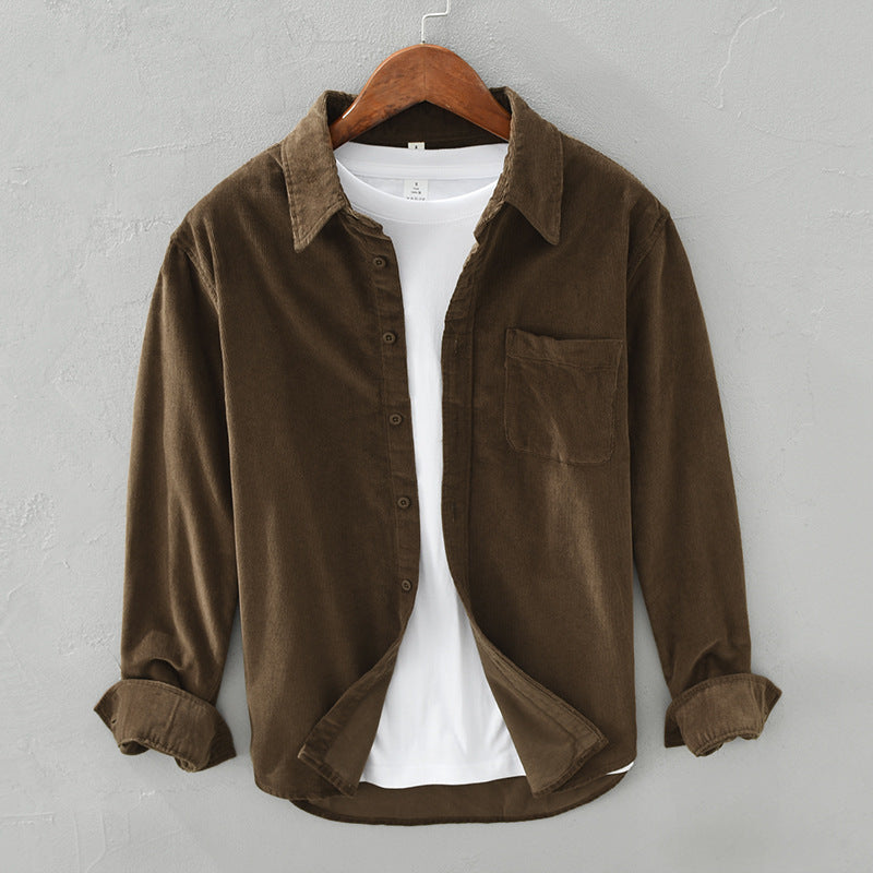 Herren Cord Button-Down Hemd - Overshirt in lockerer Passform