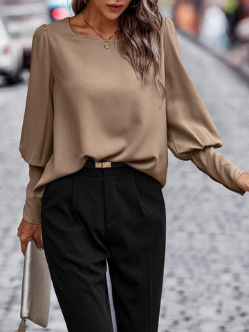 Damen Bluse mit Puffärmeln - Rundhals & lockere Passform