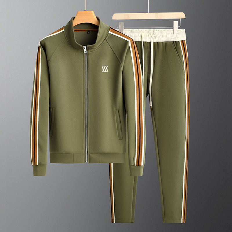 Herren Gestreifter Trainingsanzug - Reißverschluss-Jacke & Jogginghose