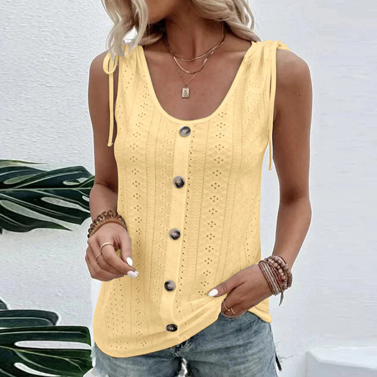 Women's Top - Button-Down with Shoulder Ties