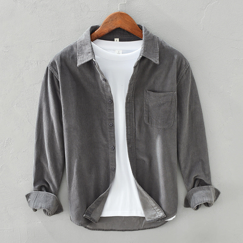 Herren Cord Button-Down Hemd - Overshirt in lockerer Passform