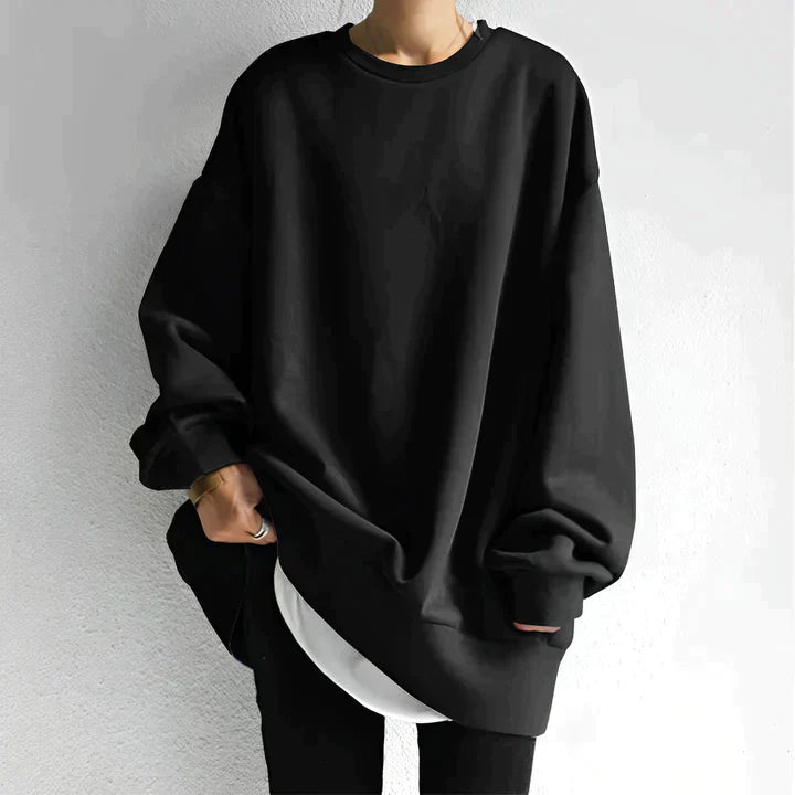 Women's Oversized Pullover Sweatshirt - Relaxed Fit with Crew Neckline