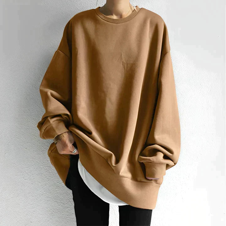 Damen Oversized Pullover Sweatshirt - Entspannte Passform mit Rundhalsausschnitt