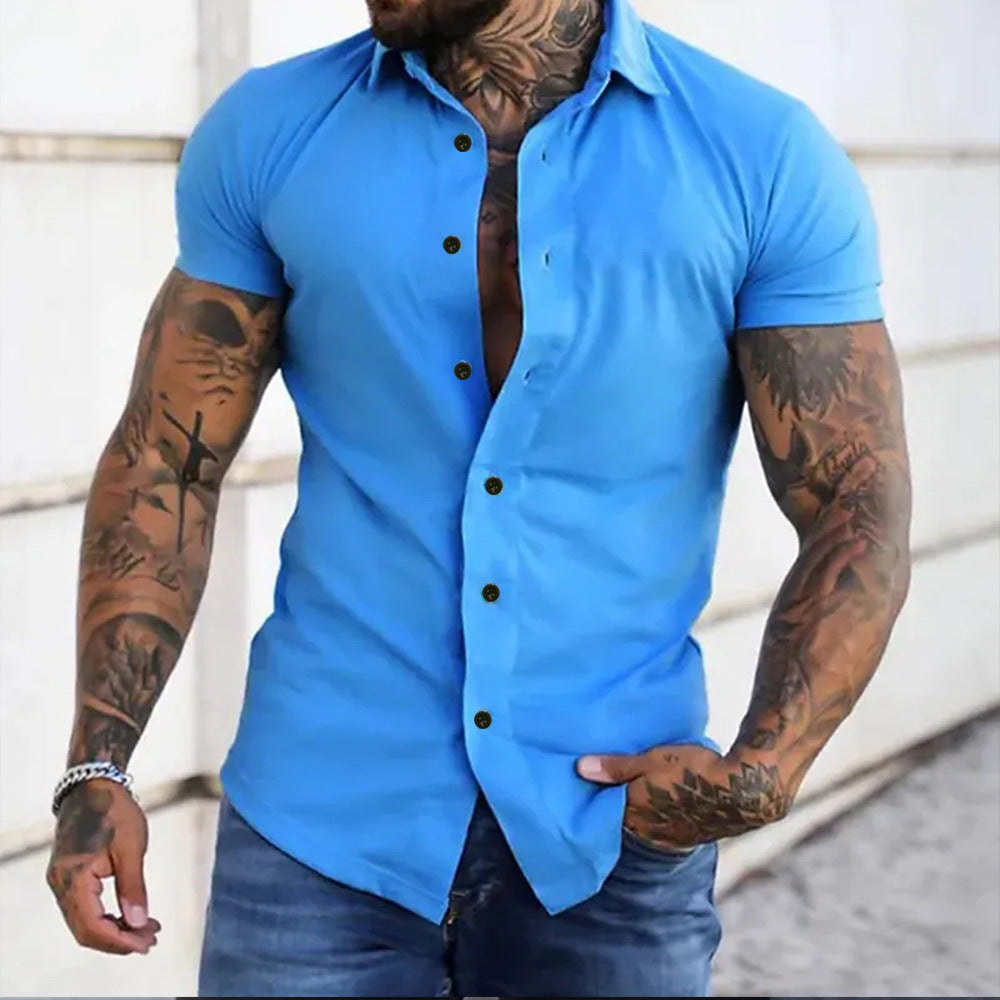 Men’s Slim Fit Shirt – Button Down with Short Sleeves