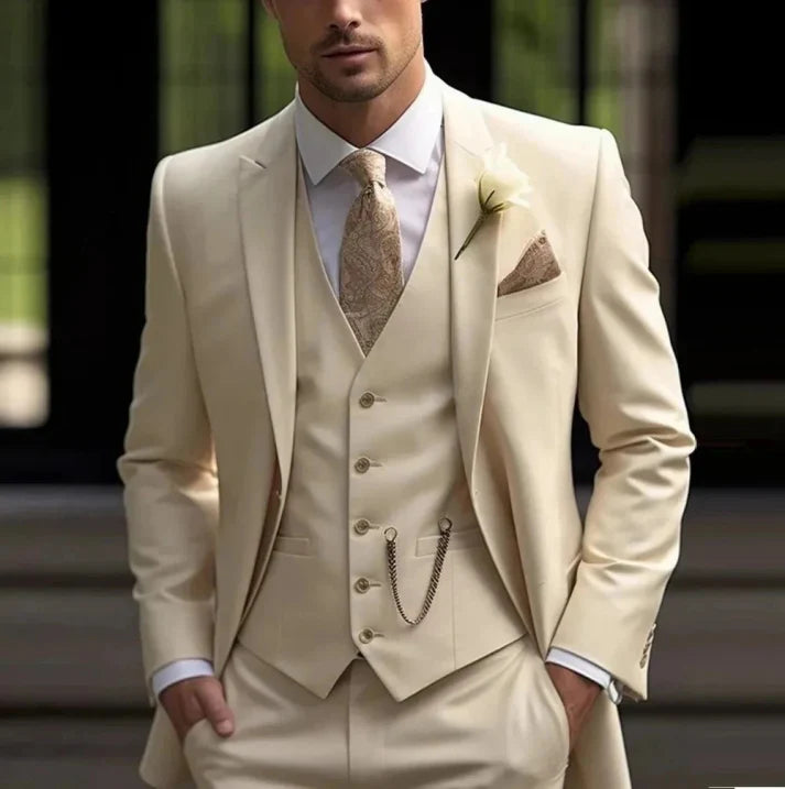 Herren 3-teiliges Hochzeitsanzug-Set - Jacke, Weste & Hose