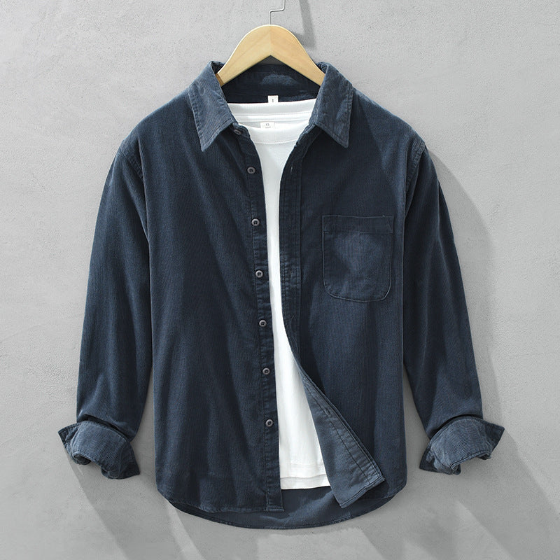 Herren Cord Button-Down Hemd - Overshirt in lockerer Passform