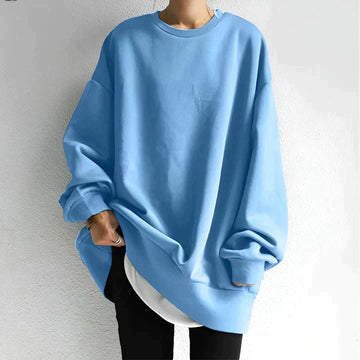 Damen Oversized Pullover Sweatshirt - Entspannte Passform mit Rundhalsausschnitt