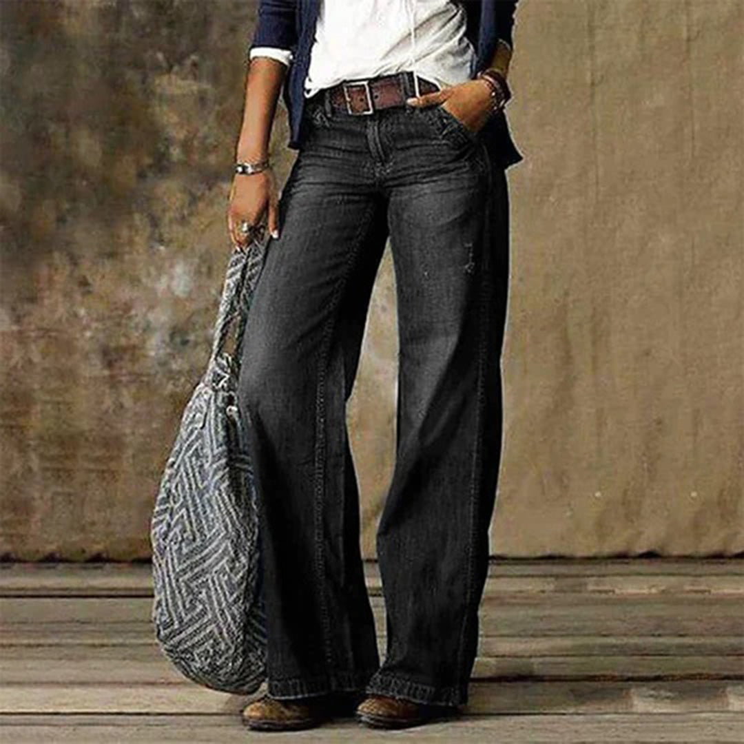 Women's jeans with wide leg - frayed & relaxed fit