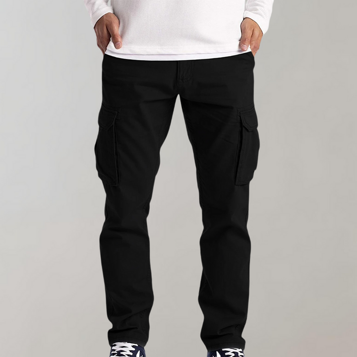Pantalones cargo para hombre con ajuste holgado - pierna recta y múltiples bolsillos