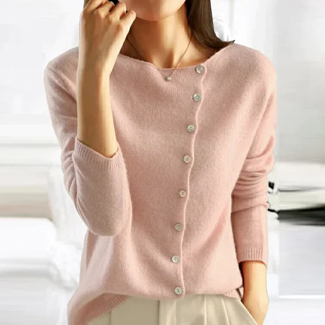 Women's Soft Cardigan – Asymmetric Button Style