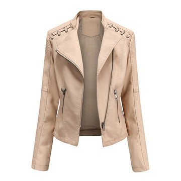 Women's jacket in moto style - Laced shoulder details