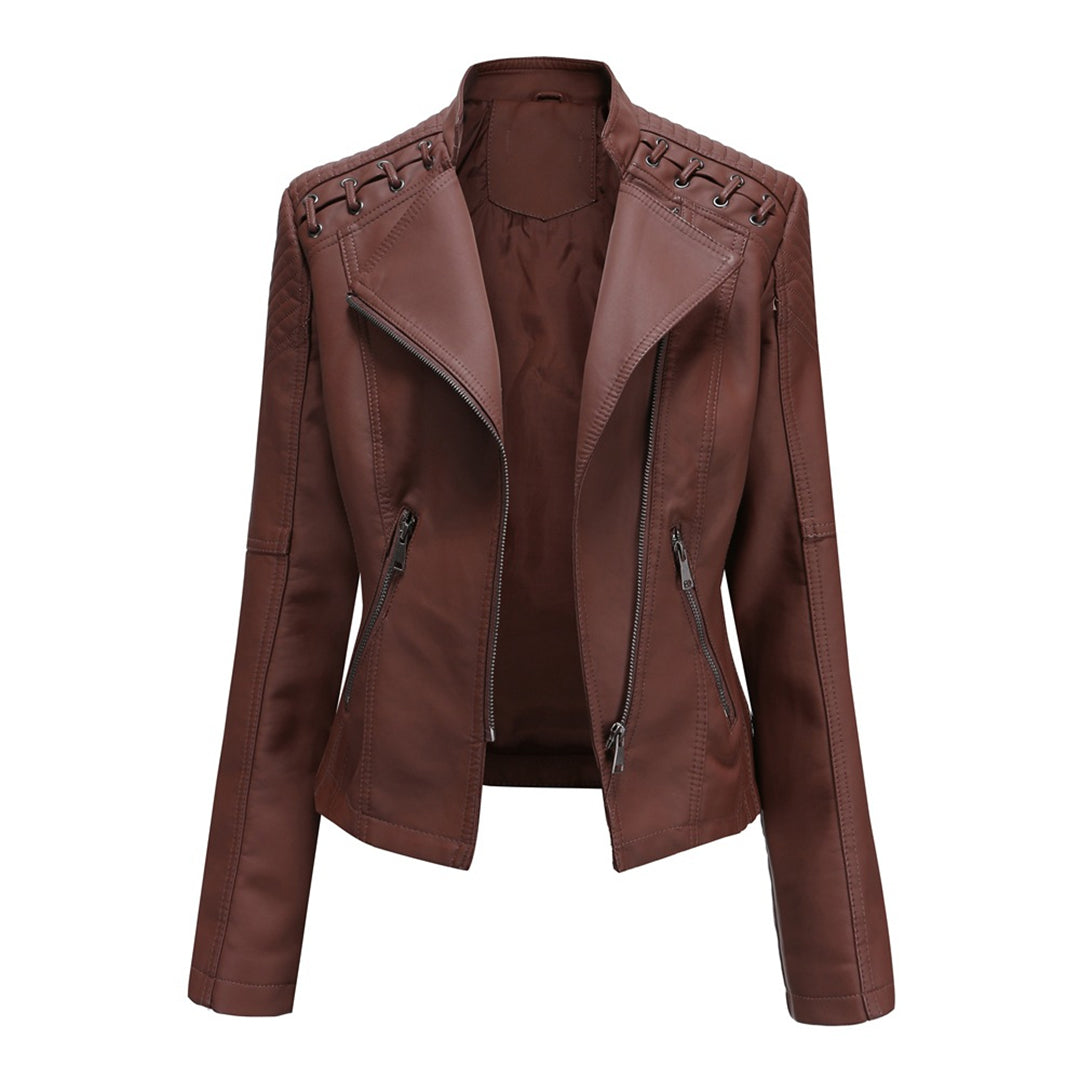 Damen Jacke im Moto-Stil - Geschnürte Schulterdetails