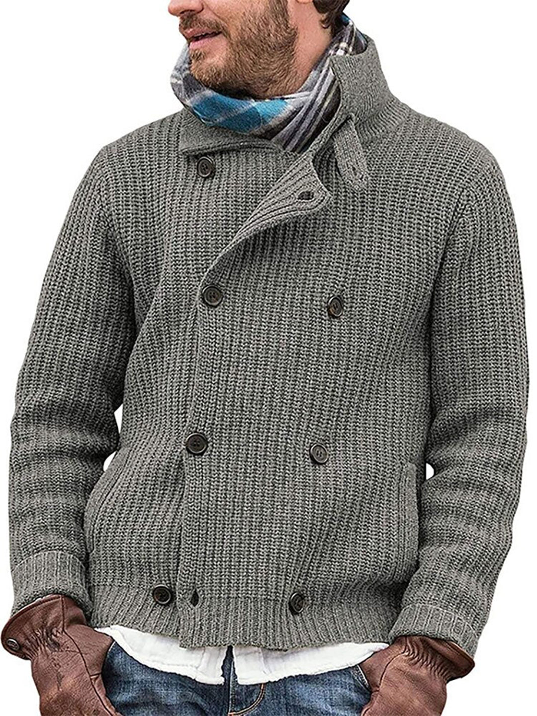 Herren-Strick-Cardigan - Warm und Doppelreihig