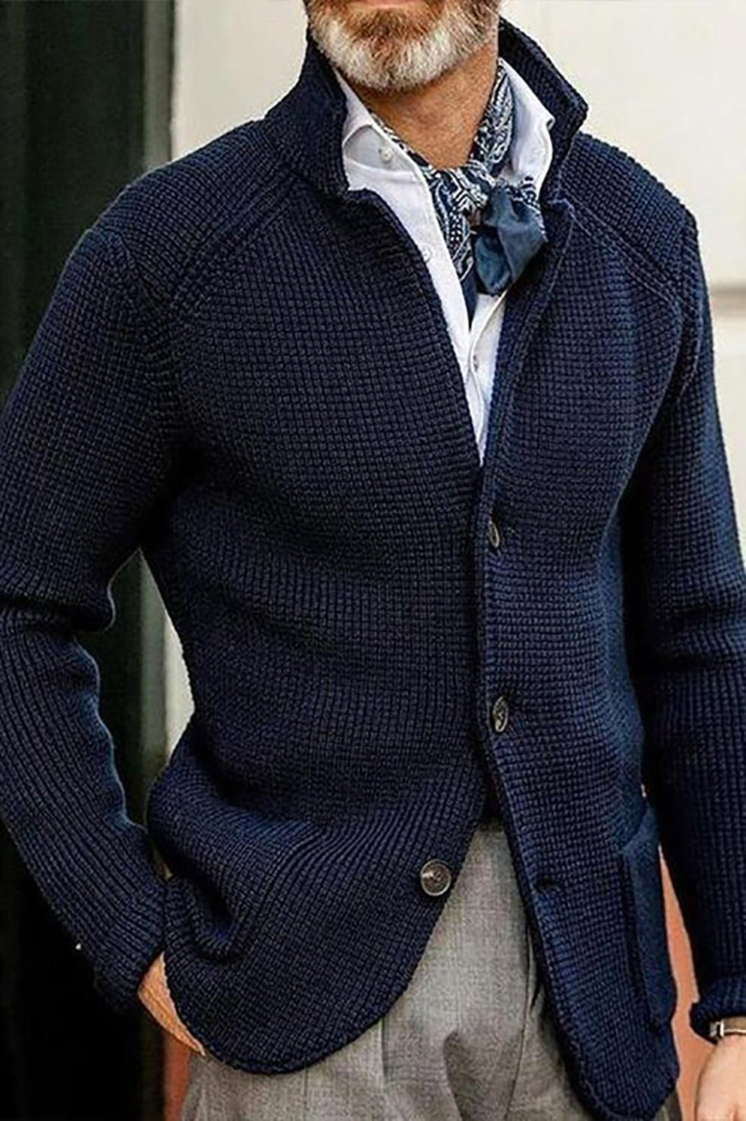 Herrar Stickad Cardigan - Stilren Slim Fit Design