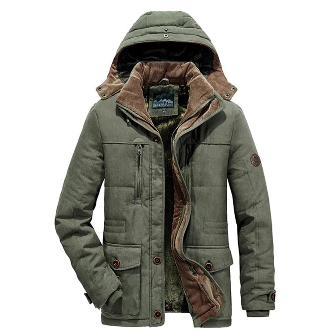 Men's Insulated Winter Parka Jacket - Windproof & Multiple Pockets