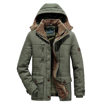 Men's Insulated Winter Parka Jacket - Windproof & Multiple Pockets