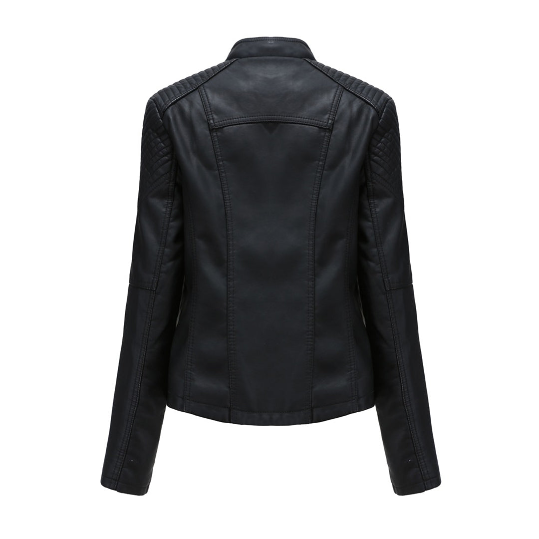 Women's jacket in moto style - Laced shoulder details