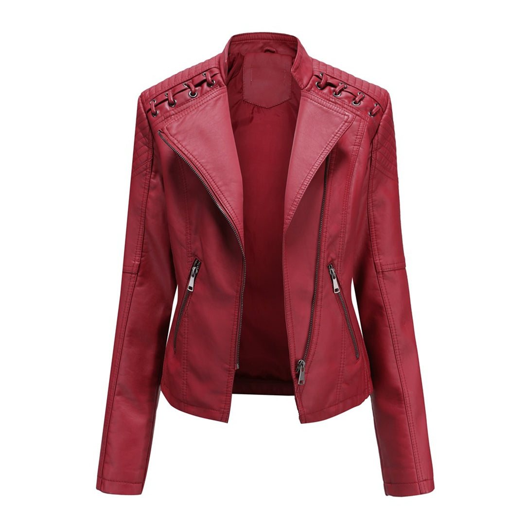Damen Jacke im Moto-Stil - Geschnürte Schulterdetails