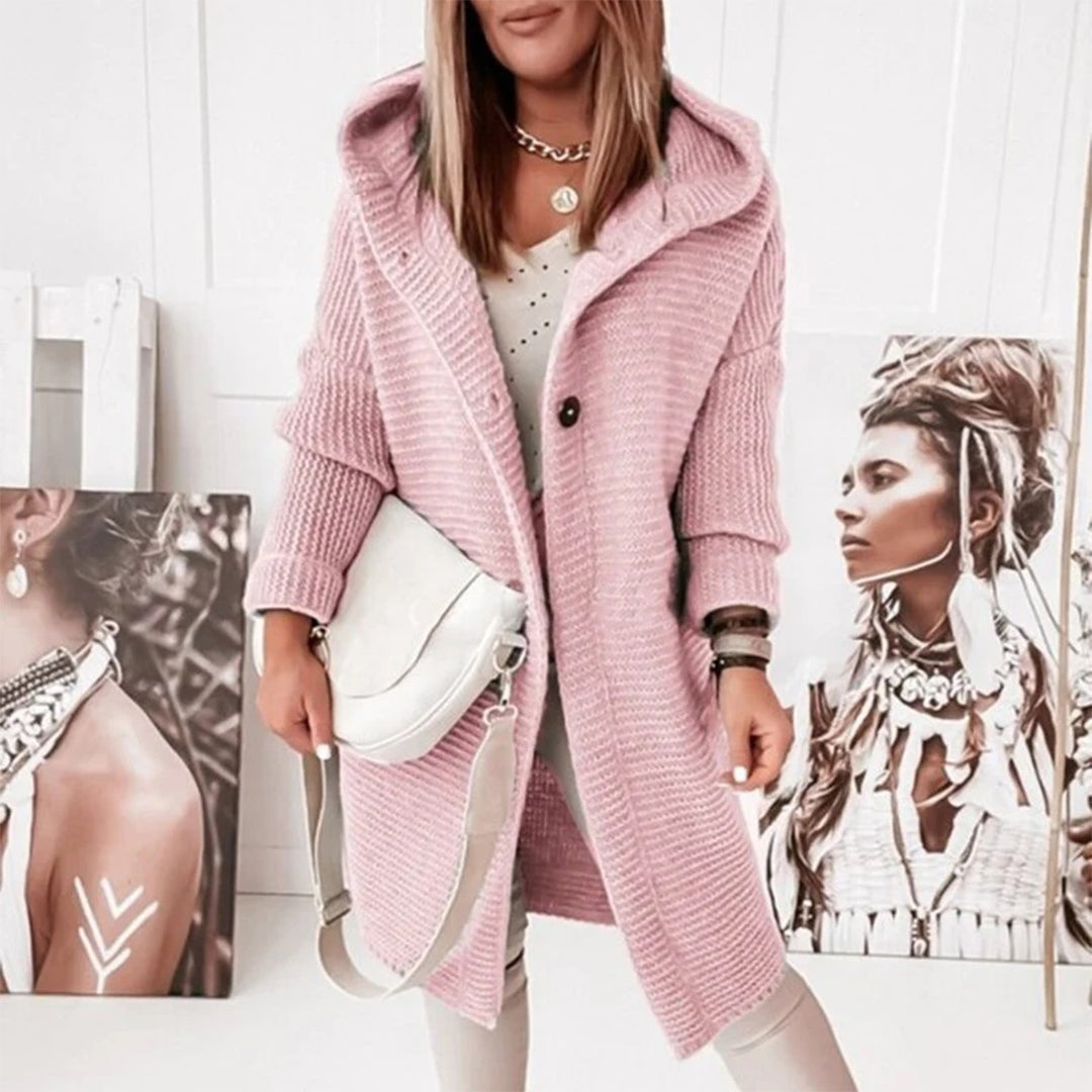 Damen-Kapuzen-Cardigan - Warme Oversized-Passform