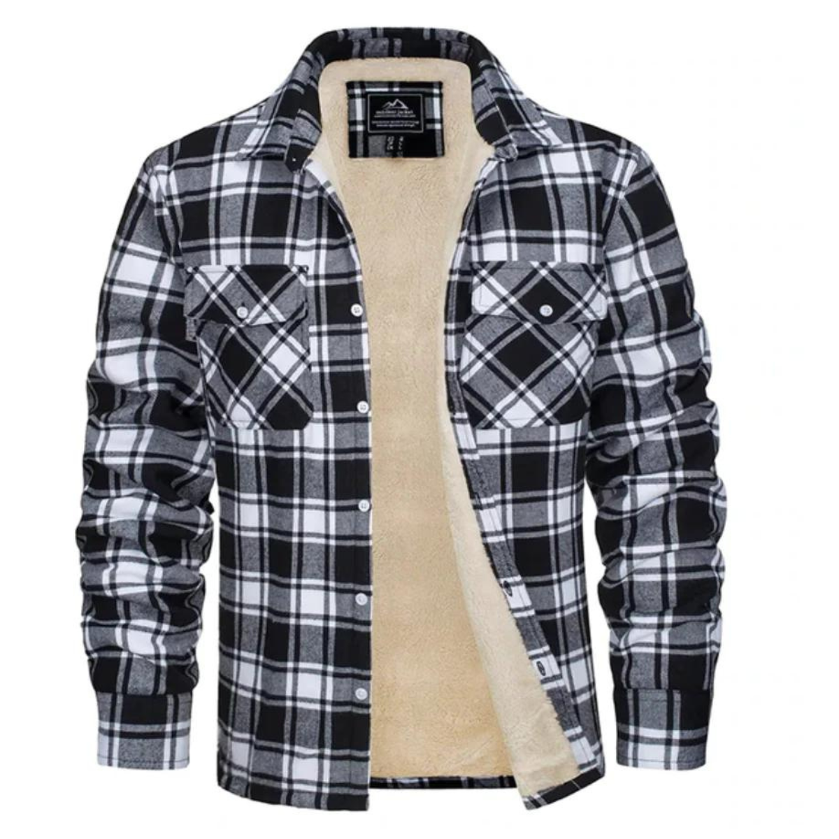 Men's Checked Winter Jacket - Lined Casual Style