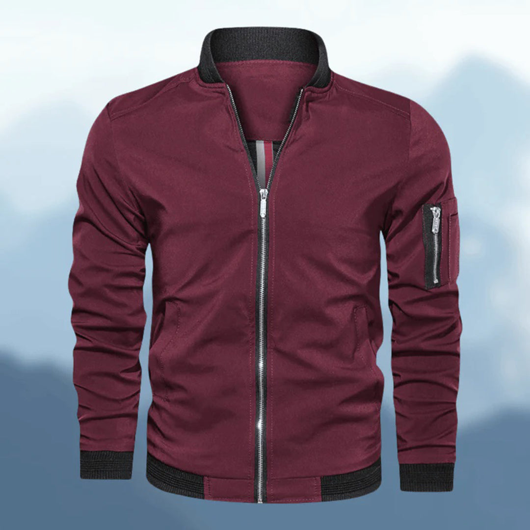 Men's Windproof Bomber Jacket - Zipper & Lightweight Outerwear
