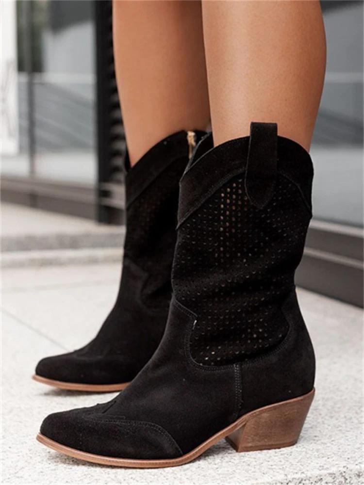 Women's Leather Cowboy Boots - Classic Western Design