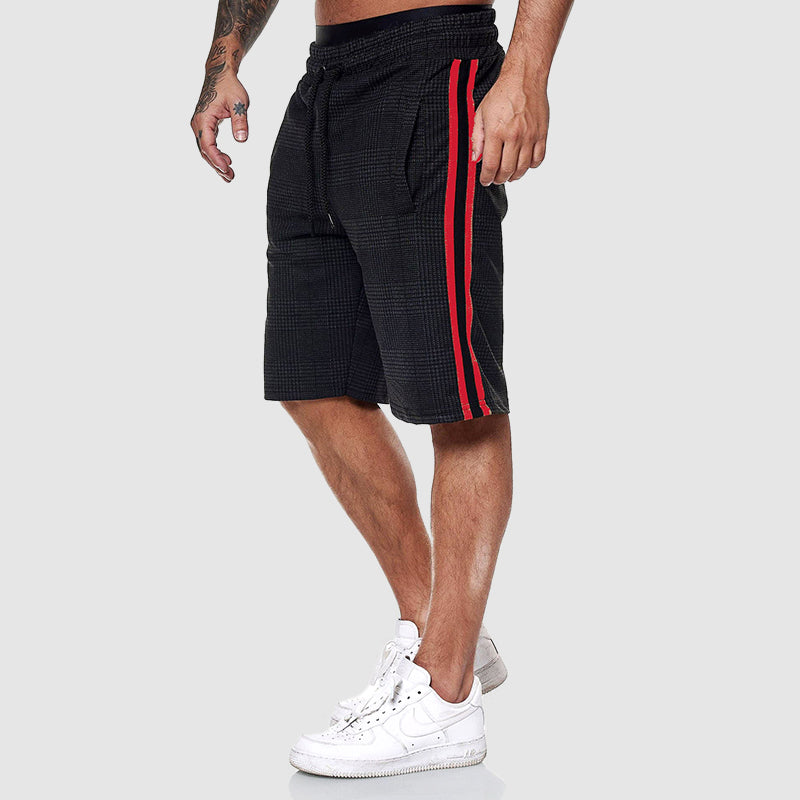 Men's Checkered Shorts - Relaxed Fit with Elastic Waist
