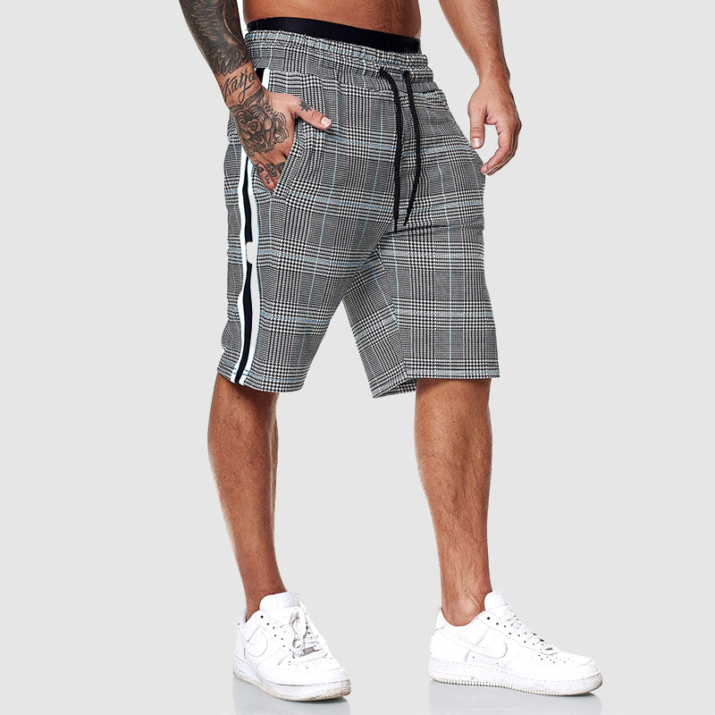 Men's Checkered Shorts - Relaxed Fit with Elastic Waist