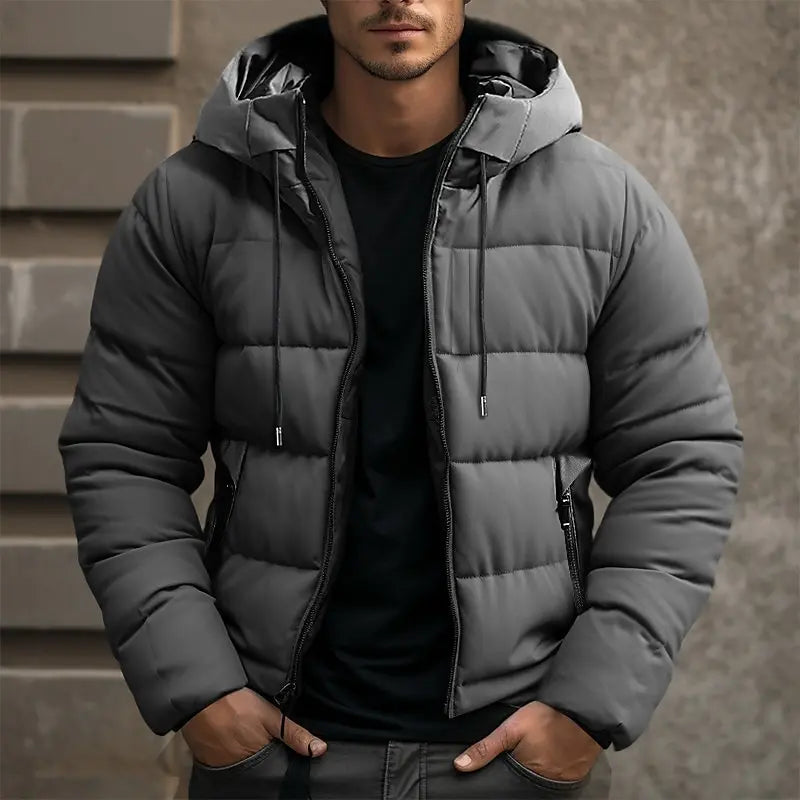 Men's Insulated Puffer Jacket - Hooded Winter Coat