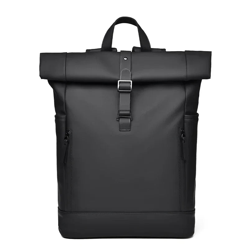 Herren Schwarzer Rolltop Rucksack - Wasserdicht Minimalistischer Stil