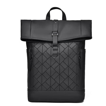 Herren Schwarzer Rolltop Rucksack - Wasserdicht Minimalistischer Stil