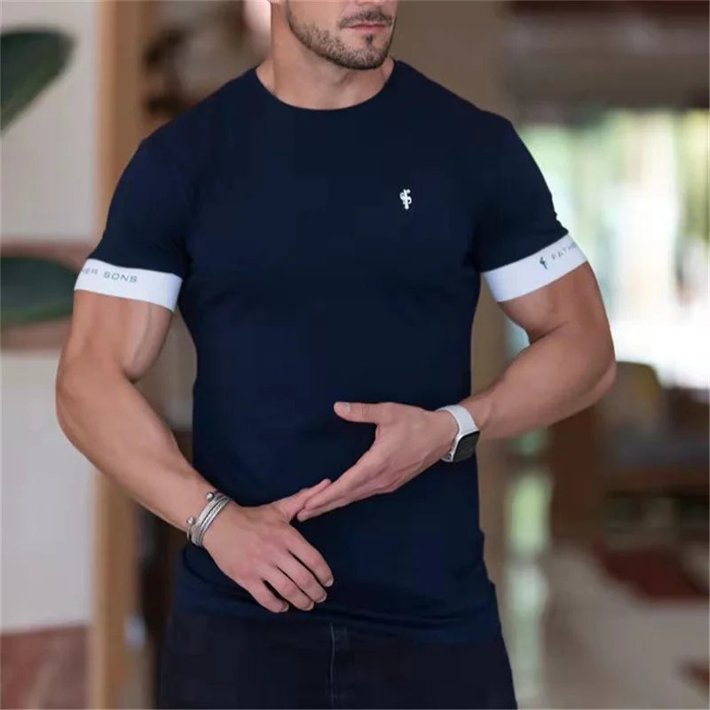 Men's Slim Fit T-Shirt - Crew Neck with Banded Cuffs