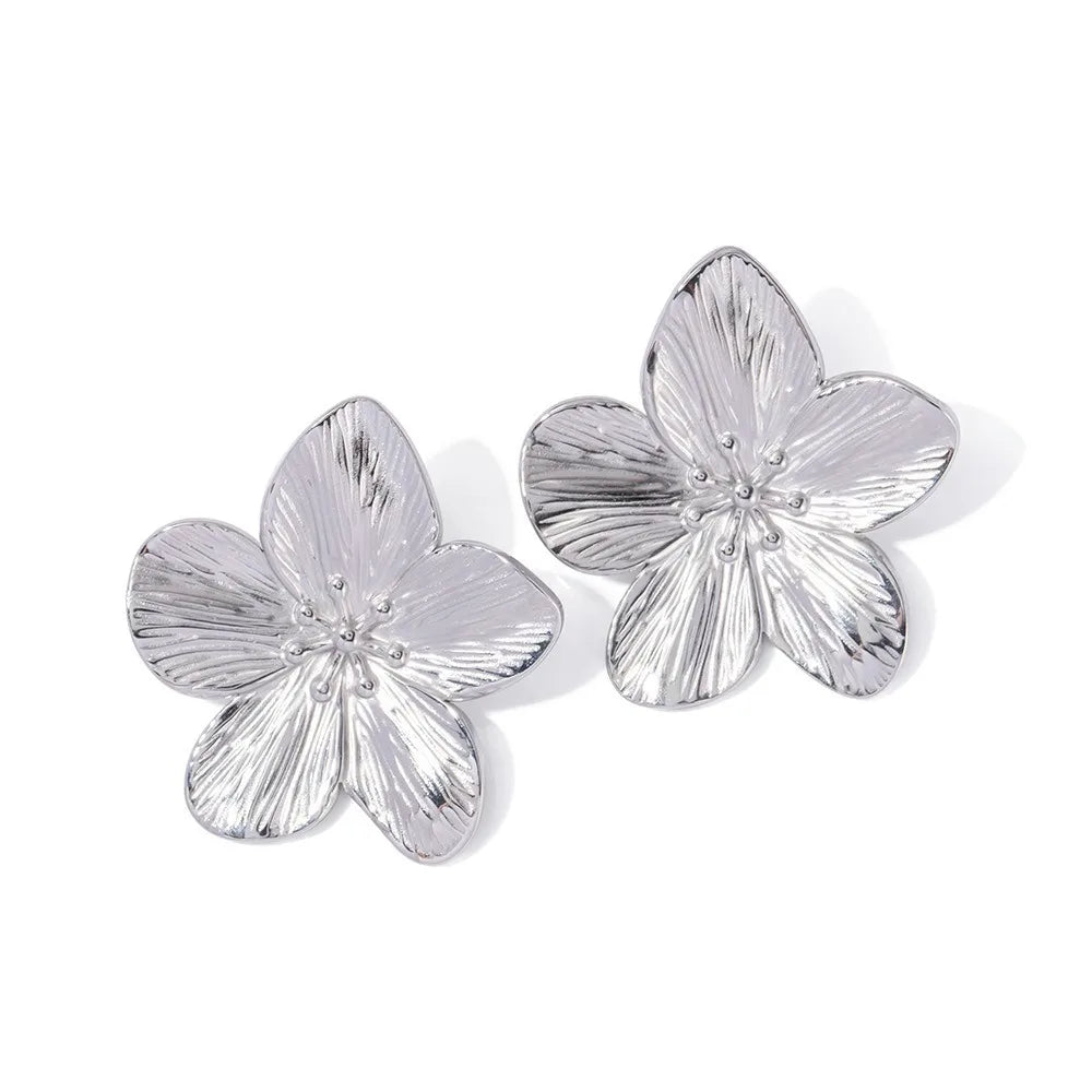 Damen Ohrstecker Blume - Statement Schmuck mit Strukturiertem Finish
