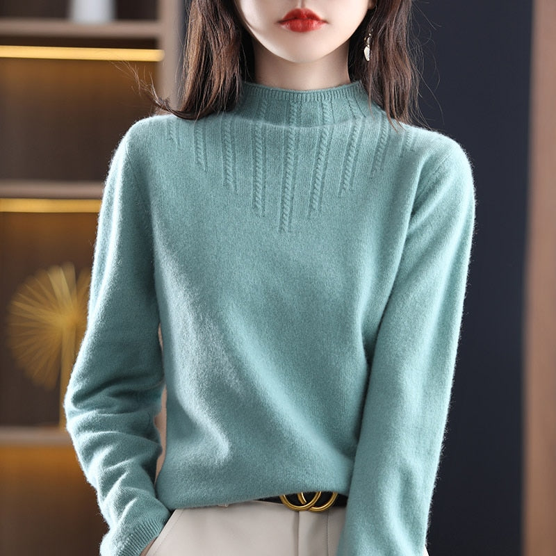 Eleganter Strickpullover mit Hohem Kragen für Damen | Livia