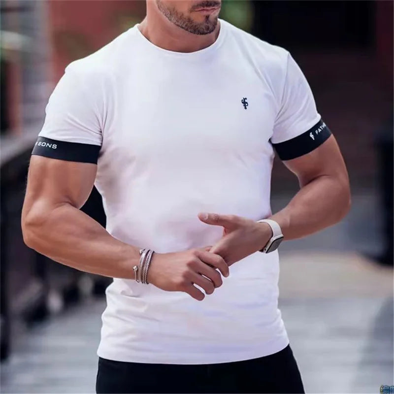 Men's Slim Fit T-Shirt - Crew Neck with Banded Cuffs