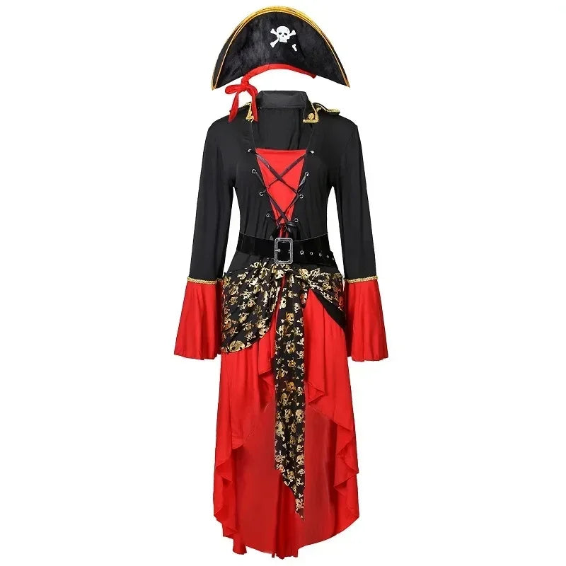 Damen Halloween Piraten Kostüm Kleid - Schnürung und Trompetenärmel