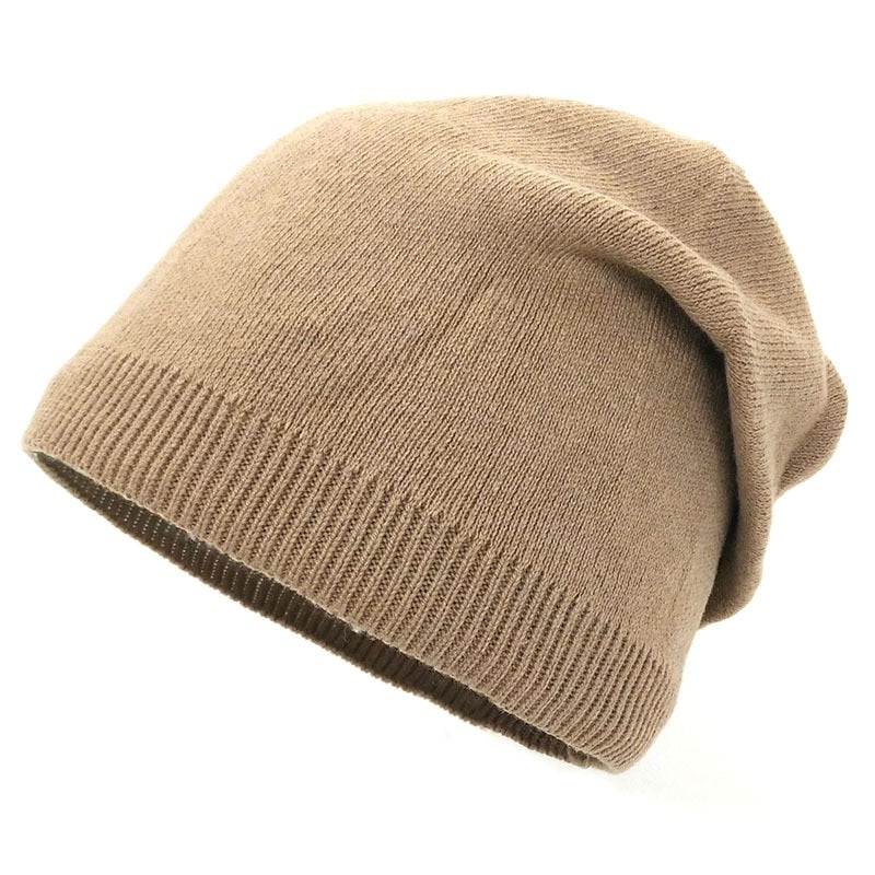 Women's Light Ribbed Knitted Beanie - Soft & Slouchy