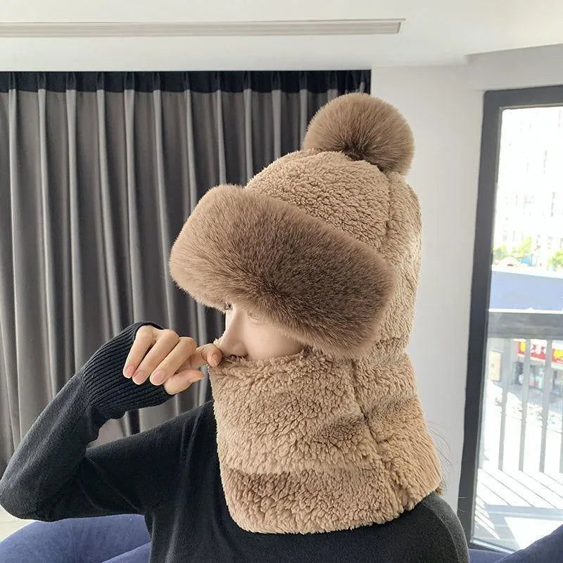 Women's Knit Winter Balaclava Hat - Face Mask & Scarf