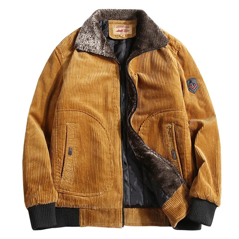 Herren Cord-Winterjacke - Warm gefüttertes Design