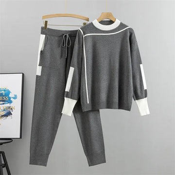Damen Strick-Loungewear-Set – Zweiteiliges Pullover- & Hosen-Set