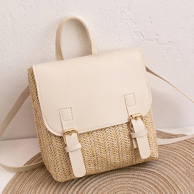 Damen Strohkorb-Rucksack - Vintage Boho Stil