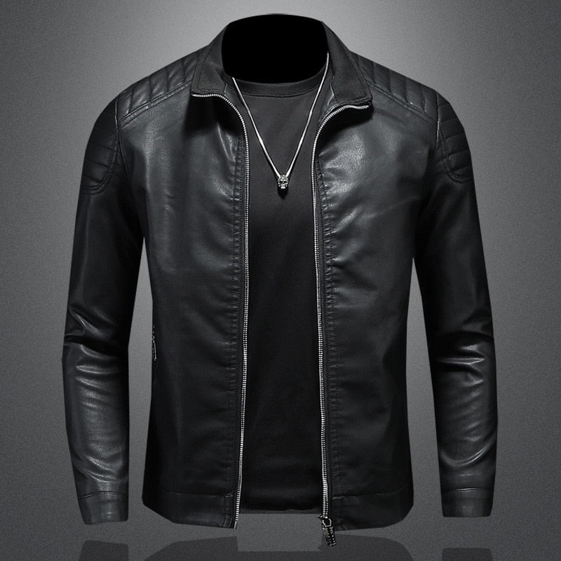 Men's Leather Moto Jacket - Tailored Fit
