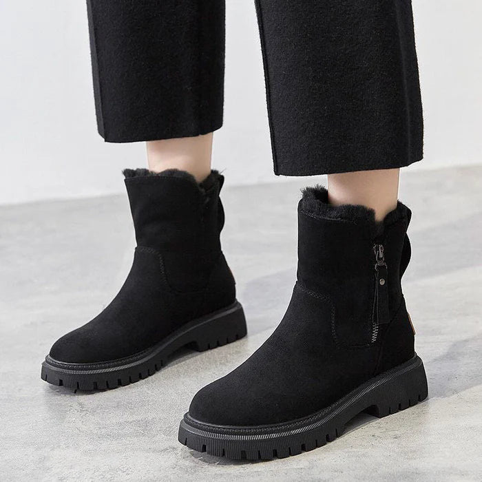 Damen Winter Stiefeletten - Seitlicher Reißverschluss mit Dicker Sohle