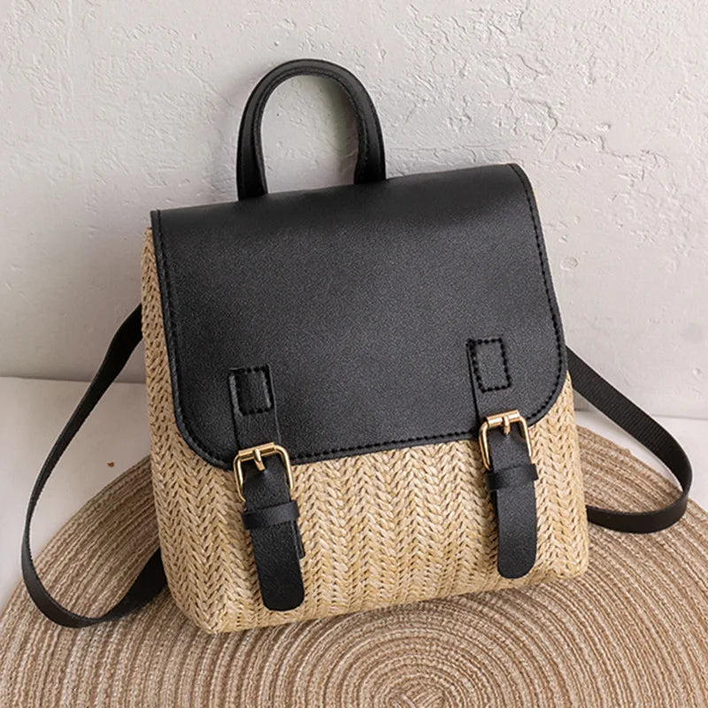 Damen Strohkorb-Rucksack - Vintage Boho Stil