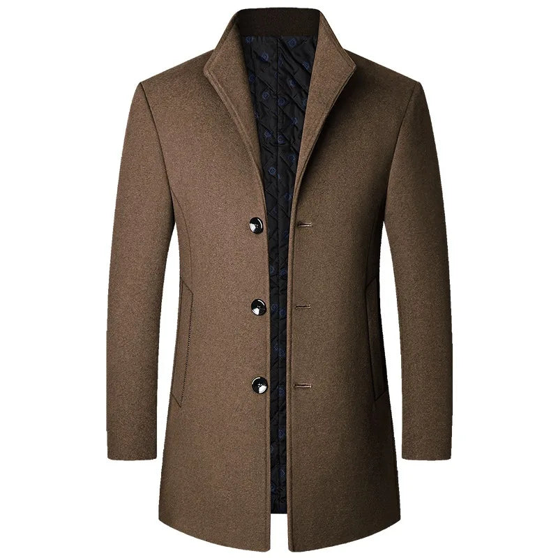Herren Minimalistischer Slim-Fit-Mantel - Einreihige Oberbekleidung