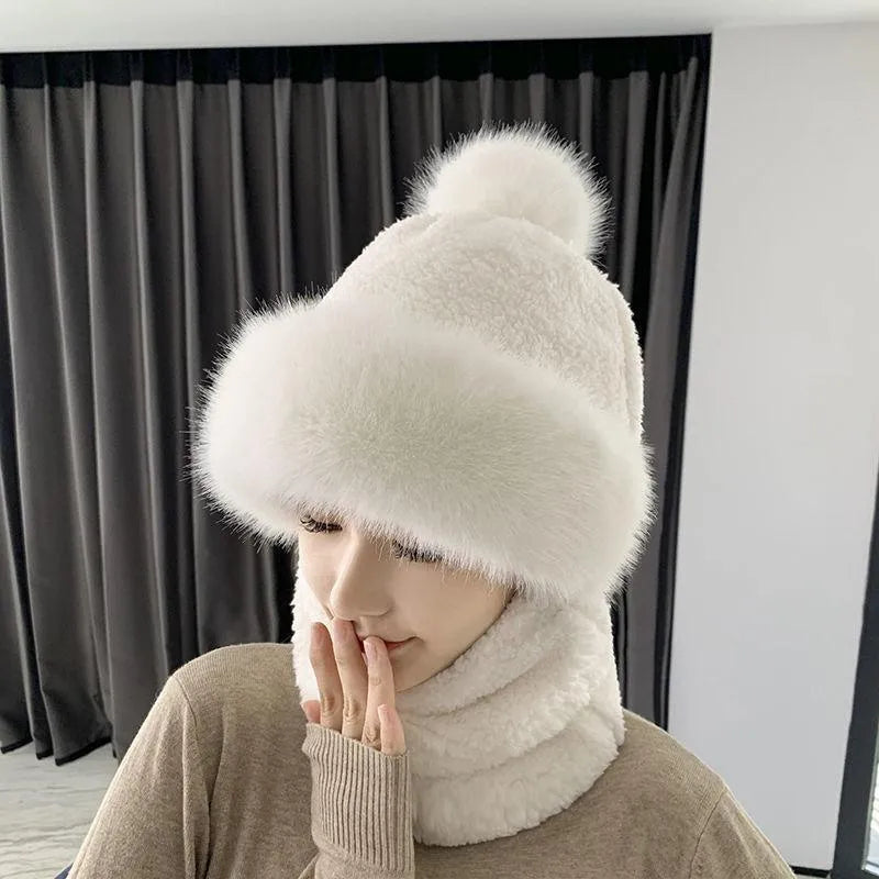 Women's Knit Winter Balaclava Hat - Face Mask & Scarf