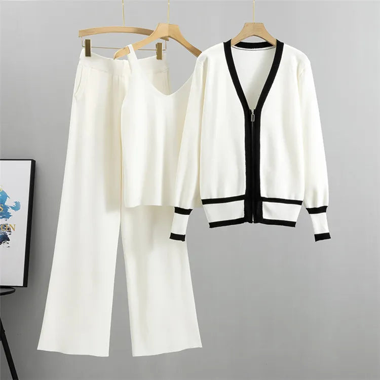 Damen Passendes 3-teiliges Set - Cardigan, Ärmelloses Top & Hose