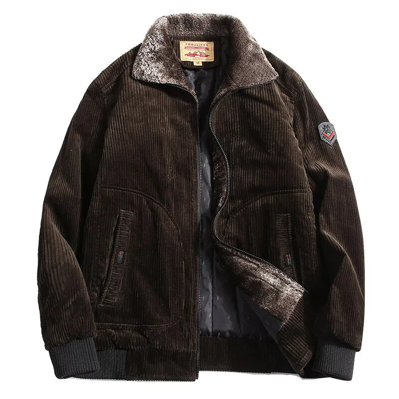 Herren Cord-Winterjacke - Warm gefüttertes Design