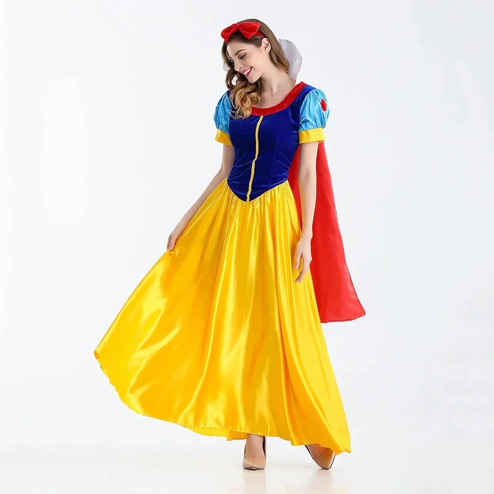 Dam Prinsess Maxi Klänning - Puffärmar Halloween Kostym