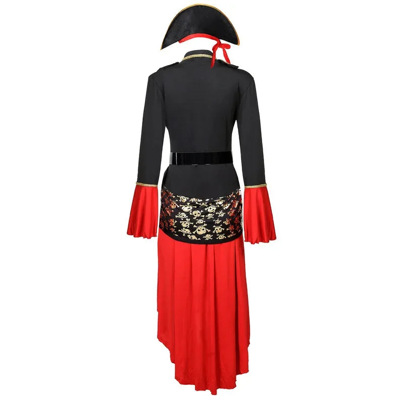 Damen Halloween Piraten Kostüm Kleid - Schnürung und Trompetenärmel